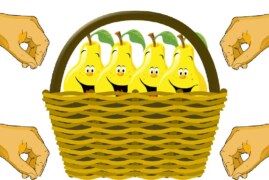 There were 4 pears in the basket, and 4 people in the room. each person took one pear; at the end, there was still one pear left in the basket. How is that possible?